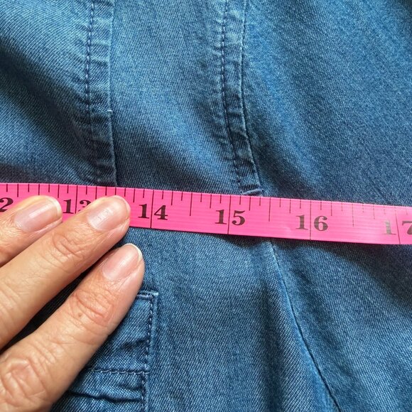 J. Jill Chambray Denim Shirt Dress Button Front Long Sleeve Casual Midi-Size L - Picture 7 of 13